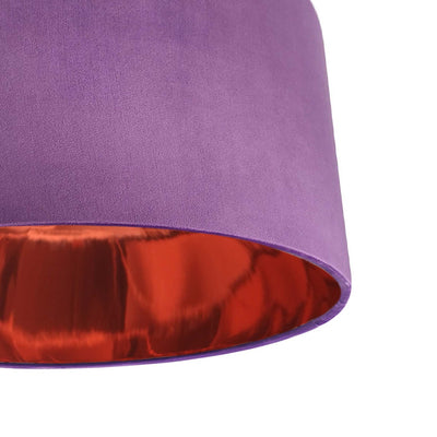 Amethyst Velvet Lamp shade with Copper Lining close up