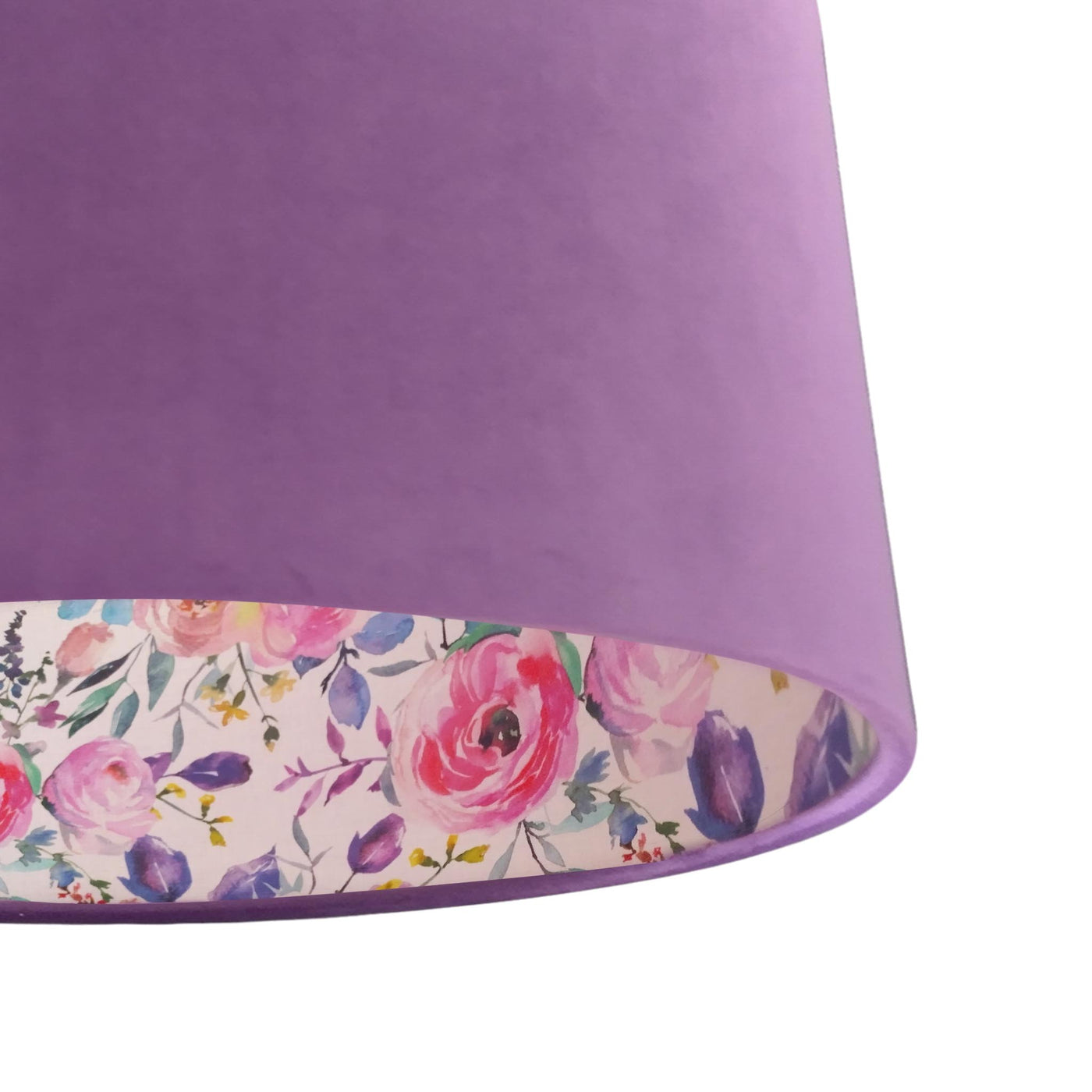 close up of the Spring Is Here Floral Lampshade in Amethyst Velvet