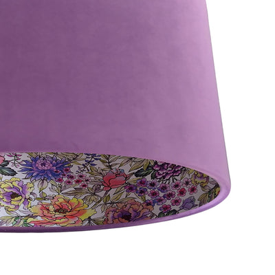 close up of the Summer Wildflower Lampshade in Amethyst Velvet