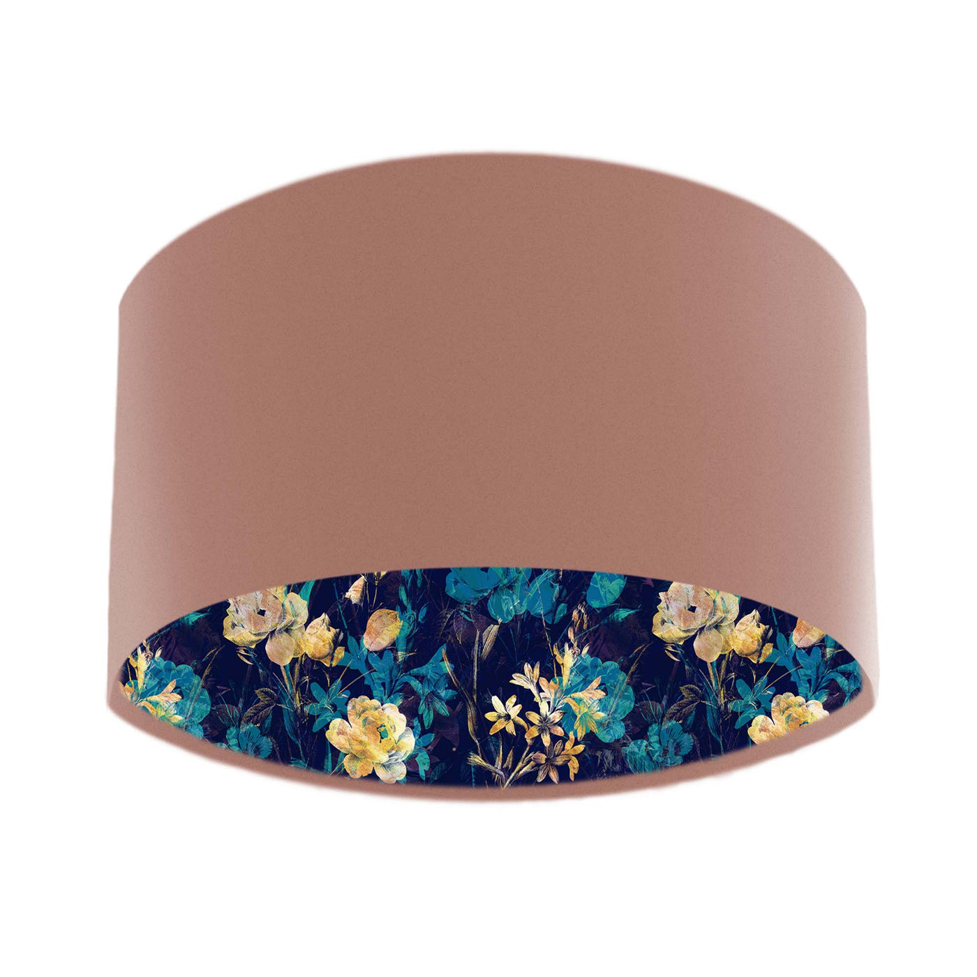 Antique Rose Pink Velvet Lampshade with Navy Blue Gold Florals
