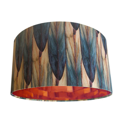 Autumn Leaves Velvet Lampshade with Mirror Copper Lining