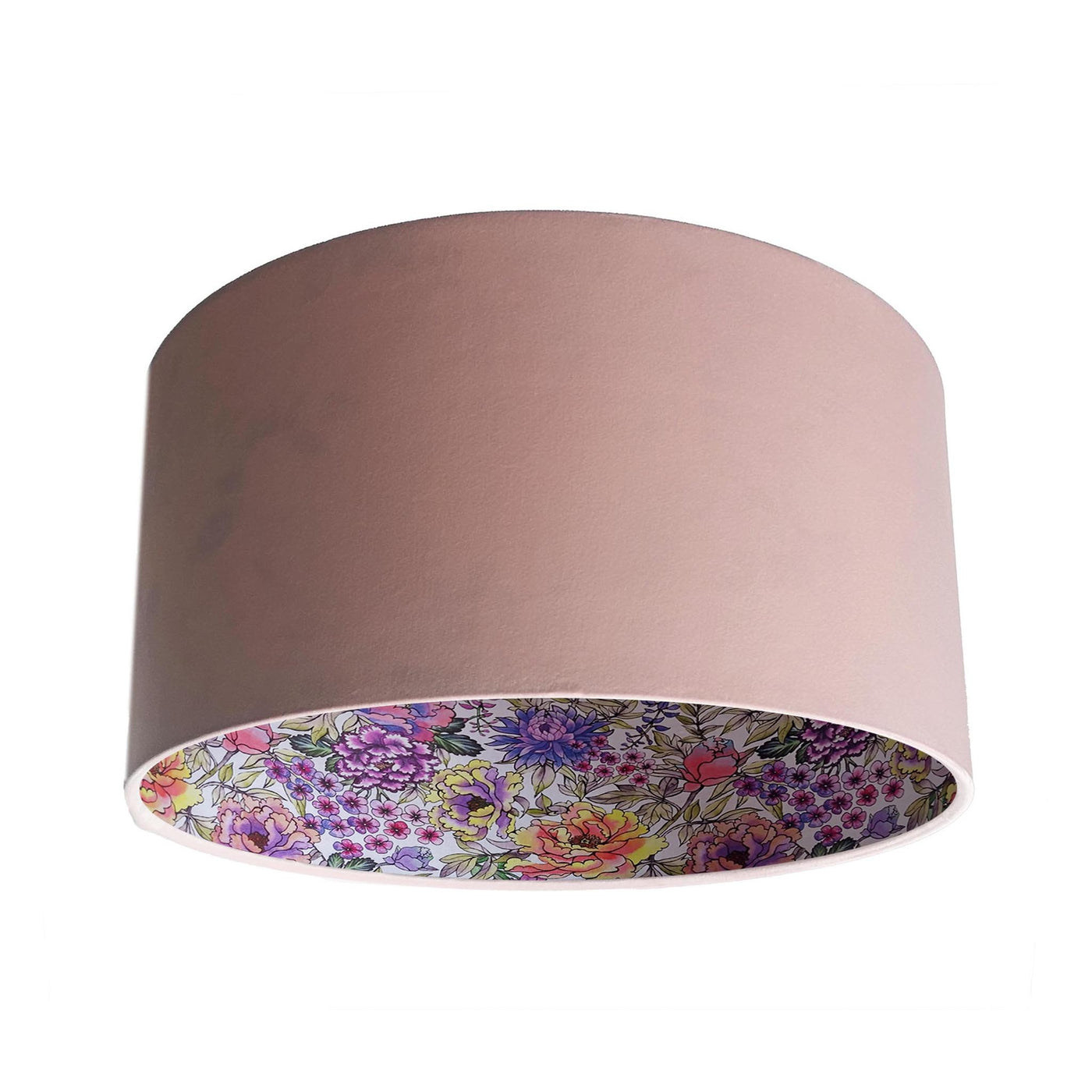 Summer Wildflower Lampshade in Baby Pink Velvet