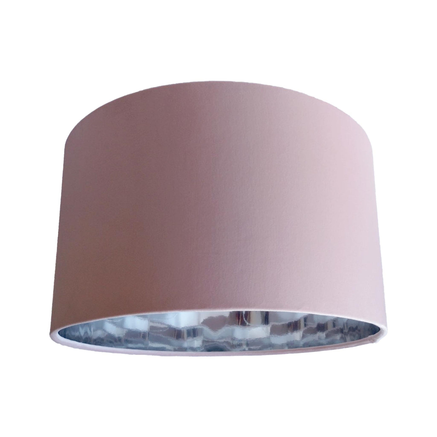 Baby Pink Velvet Lampshade with Mirror Silver Lining