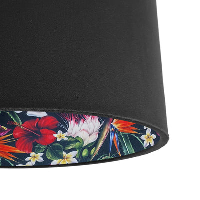 Black Velvet Lampshade with Black Tropics Lining