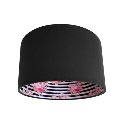 Black Velvet Lamp shade with glamorous stripy floral
