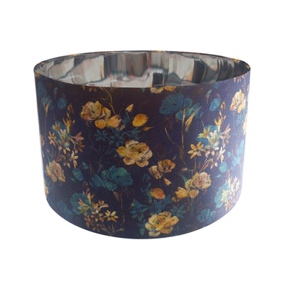 Navy Blue Gold Flower Lamp shade with Mirror Silver Lining