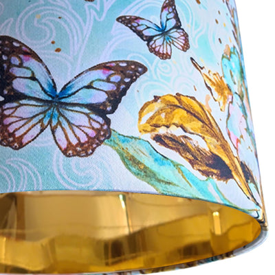 close up of the Boho Butterflies Lamp shade with Mirror Gold