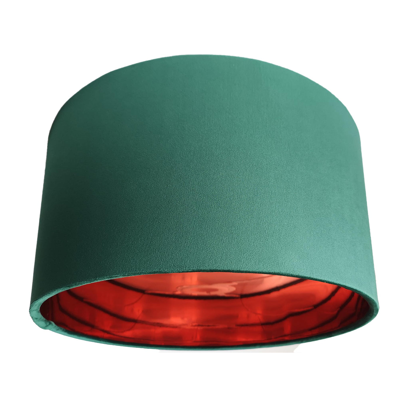 Bottle Green Velvet Lampshade with Mirror Copper Lining