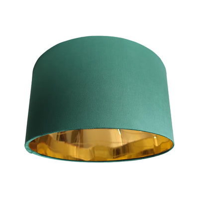 Bottle Green Velvet Lamp Shade with Mirror Gold Lining