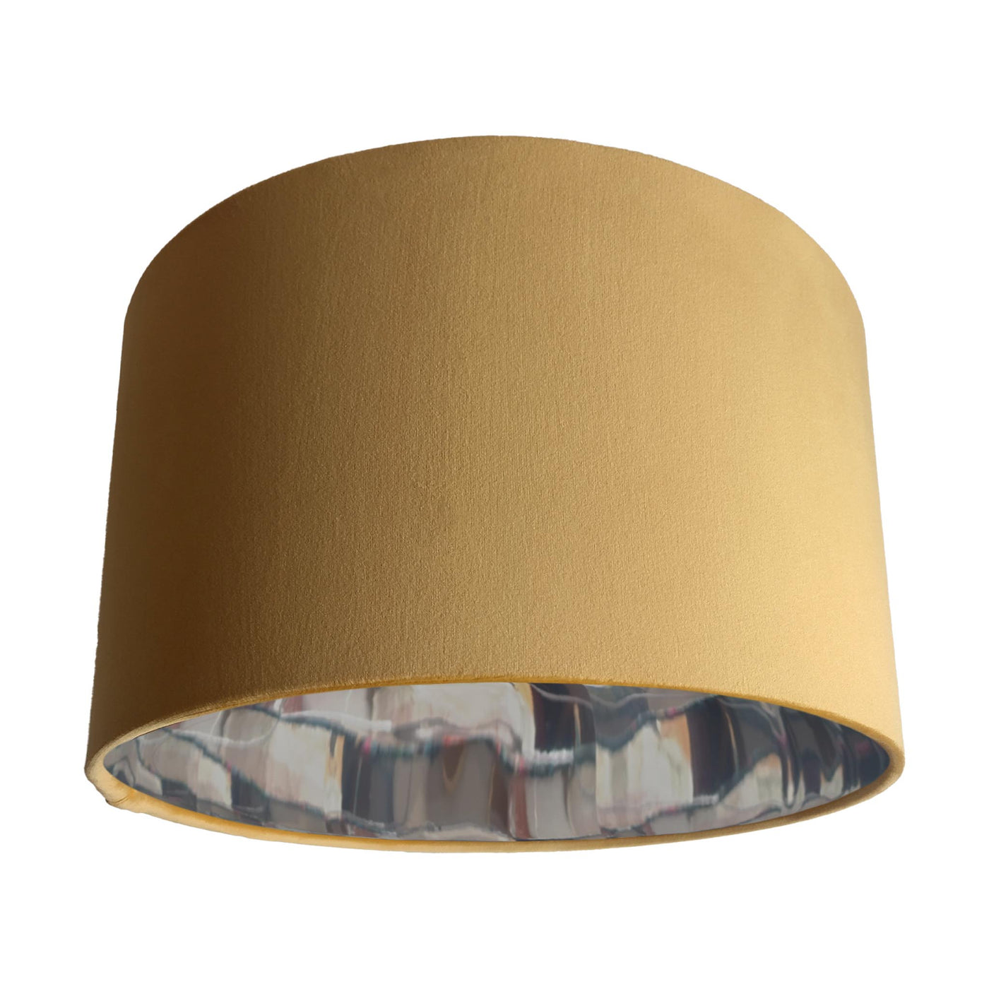 Camel Beige Velvet Lampshade with Mirror Silver Lining