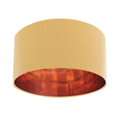 Camel Beige Velvet Lampshade with Mirror Copper Lining