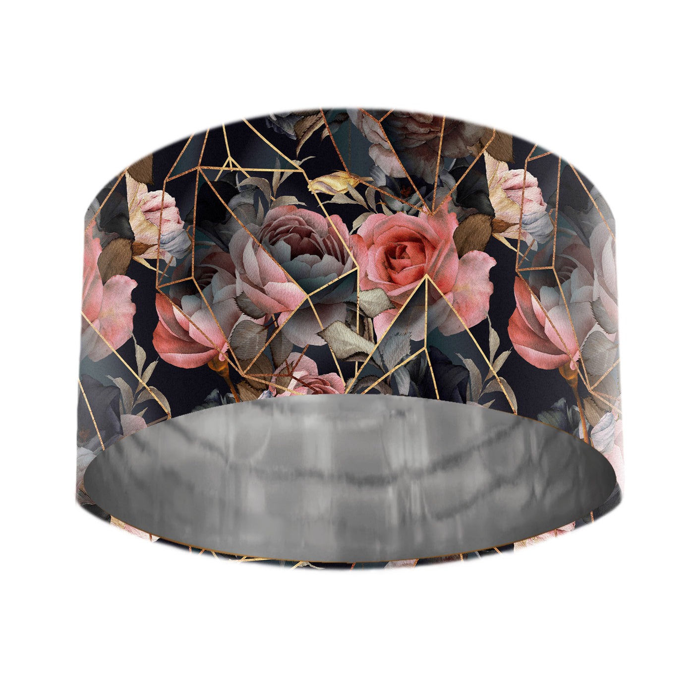 30cm lampshade - Floral Diamonds Velvet Lampshade with Mirror Metallic Lining - ON SALE