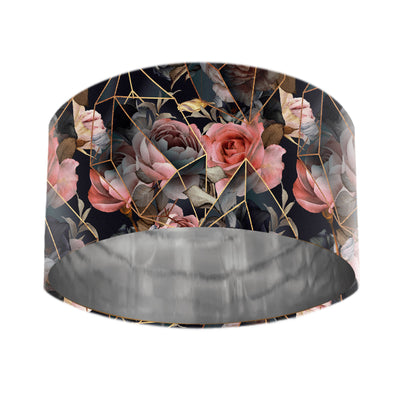 30cm lampshade - Floral Diamonds Velvet Lampshade with Mirror Metallic Lining - ON SALE