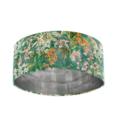 Emerald Green Meadow Velvet Light Shade with Silver Lining