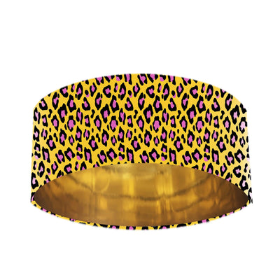 Fearless Leopard Lamp Shade with Gold Lining in Candy Pink and Mustard yellow