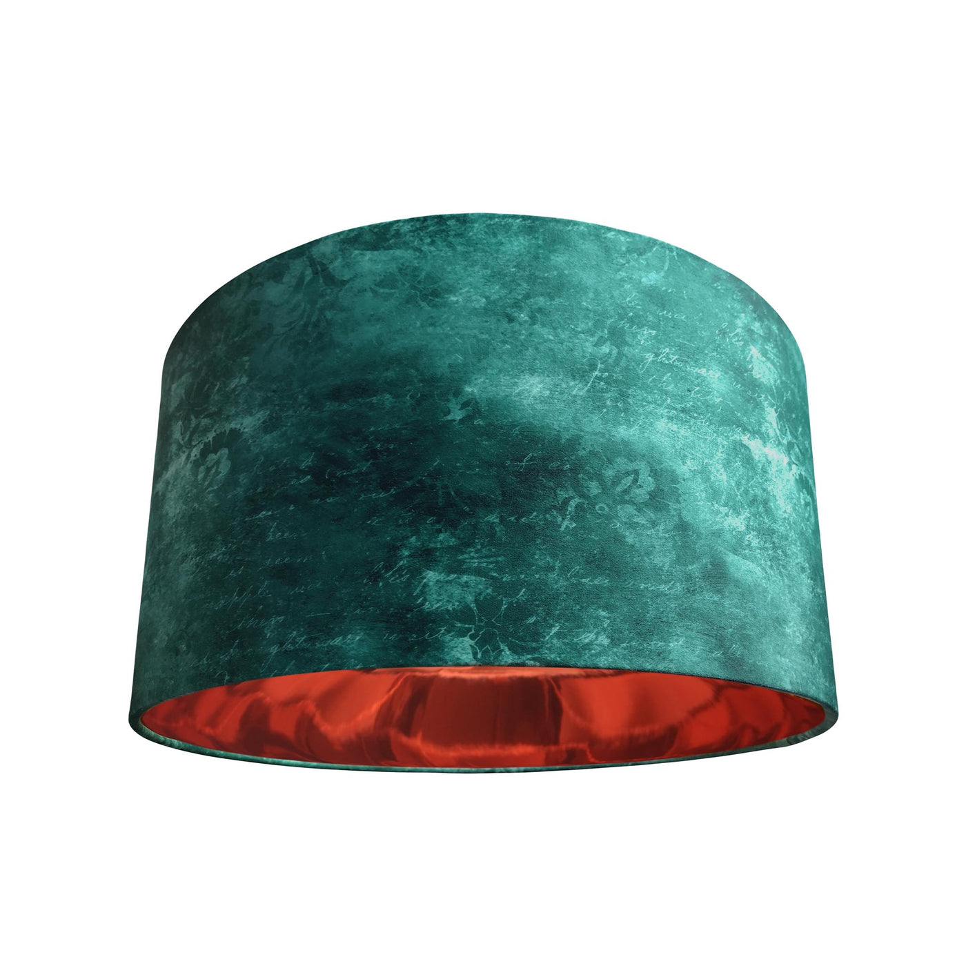 Distressed Green Velvet Lampshade with Mirror Copper Lining