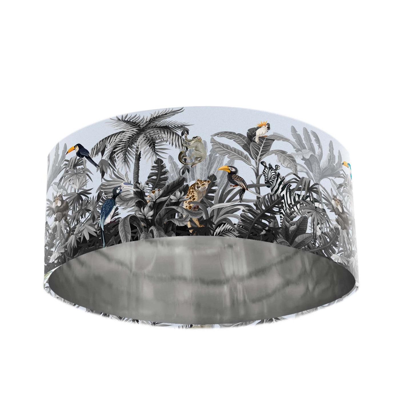 50cm lampshade - Grey Rainforest Velvet Lampshade with Mirror Metallic Lining - ON SALE