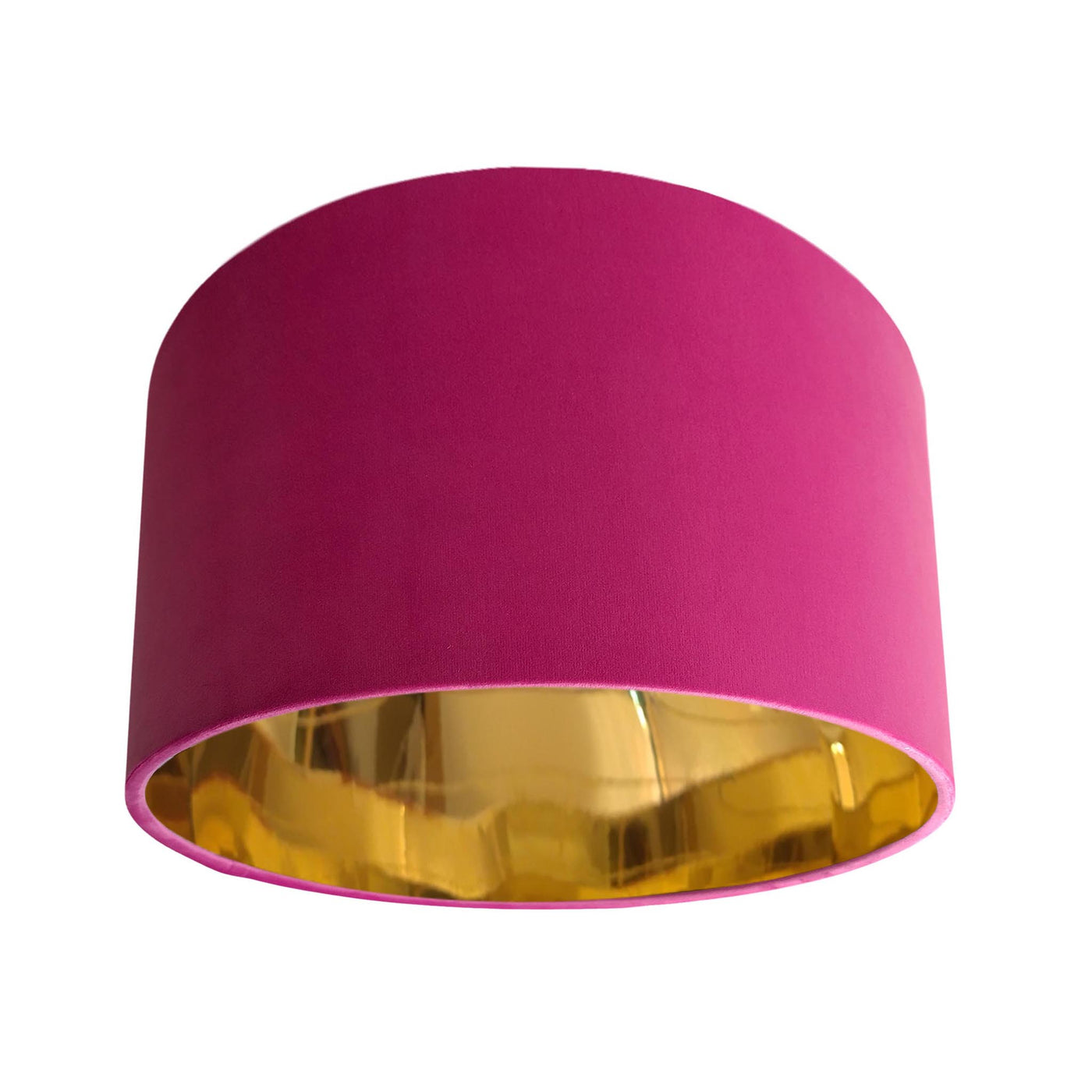 Hot Pink Velvet Lampshade with Mirror Gold Lining