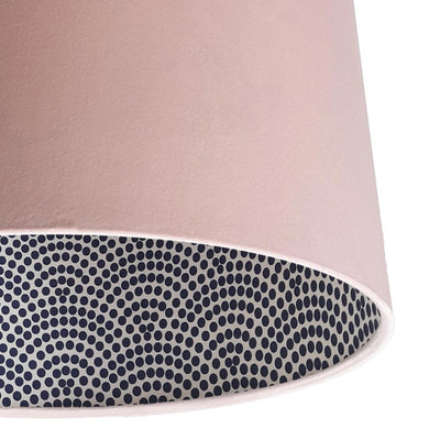 close up of the Japanese Dots Lampshade in Baby Pink Velvet