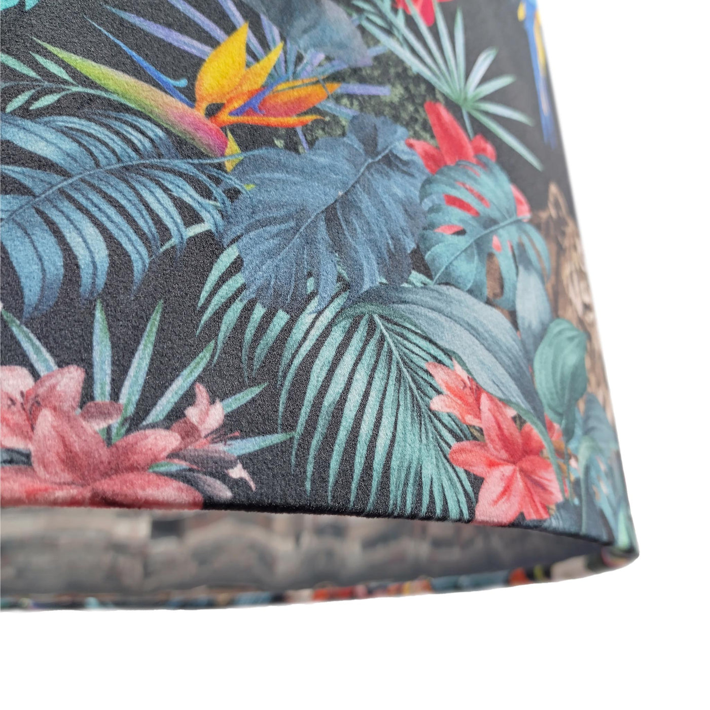 Junglesque Velvet Lampshade with Mirror Silver Lining