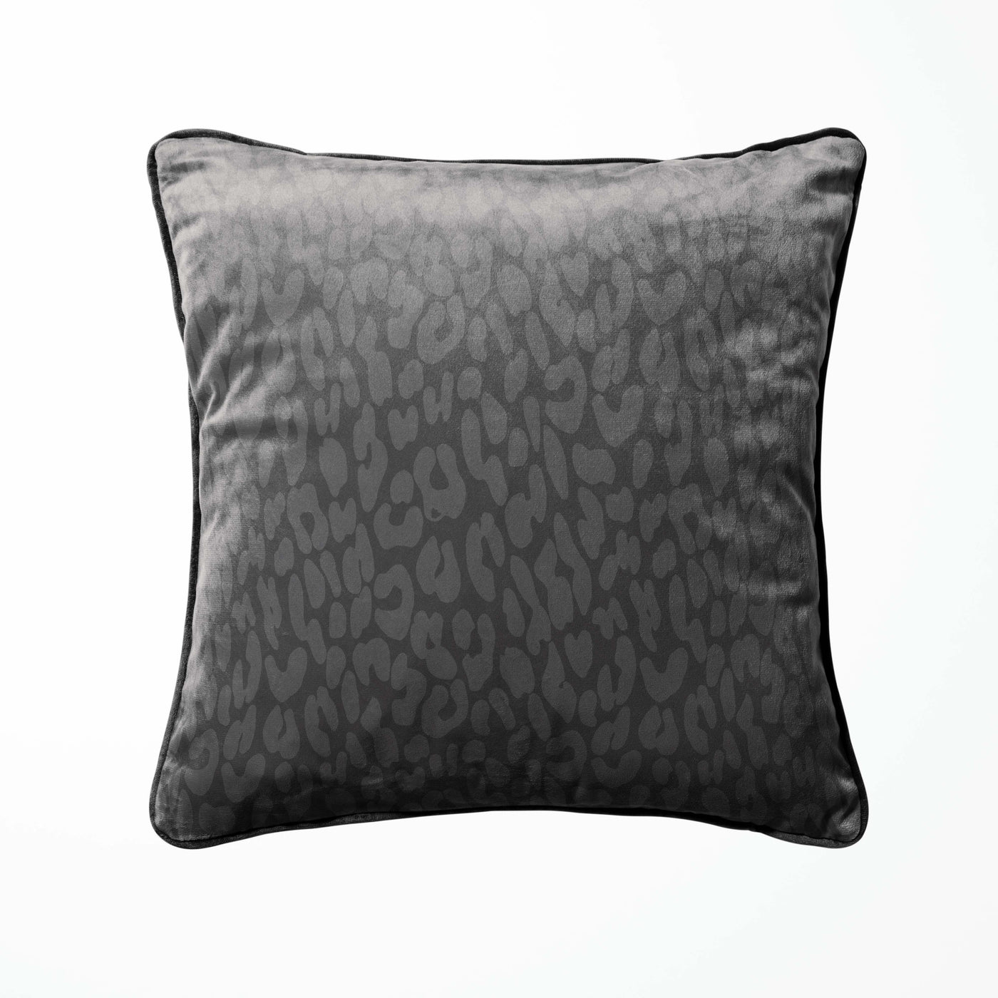 Vintage Savanna Velvet Cushion in Graphite Grey with Black Piping