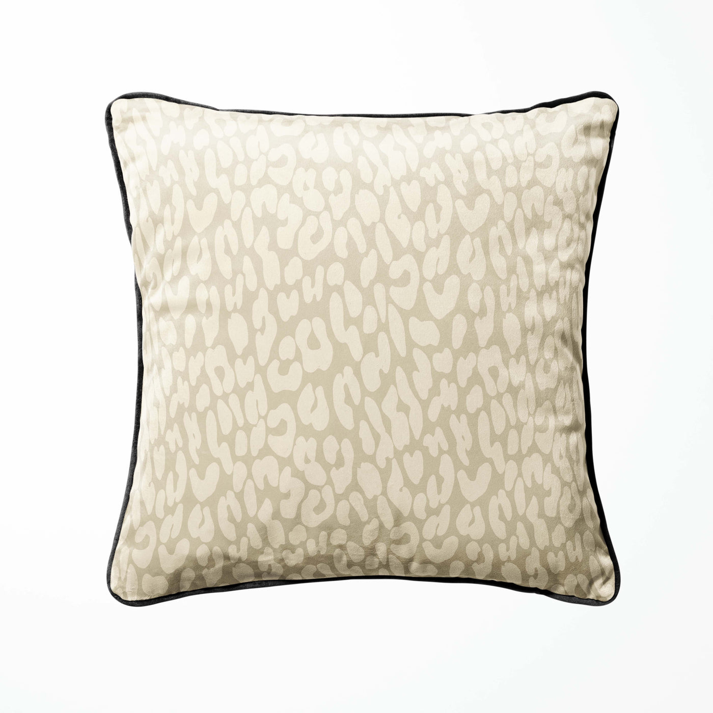 Vintage Savanna Velvet Cushion in Sandy Beige with Black Piping