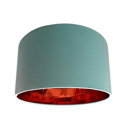 Mint Green Velvet Lampshade with Mirror Copper Lining
