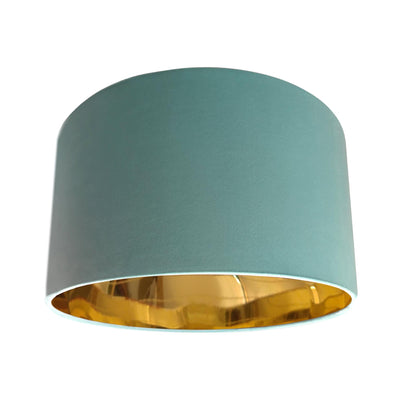 Mint Green Velvet Lampshade with Mirror Gold Lining