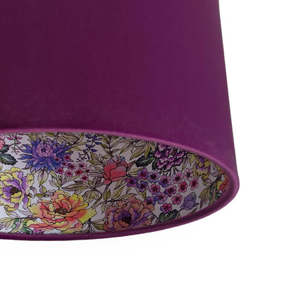 close up of the Summer Wildflower Lampshade in Mulberry Velvet