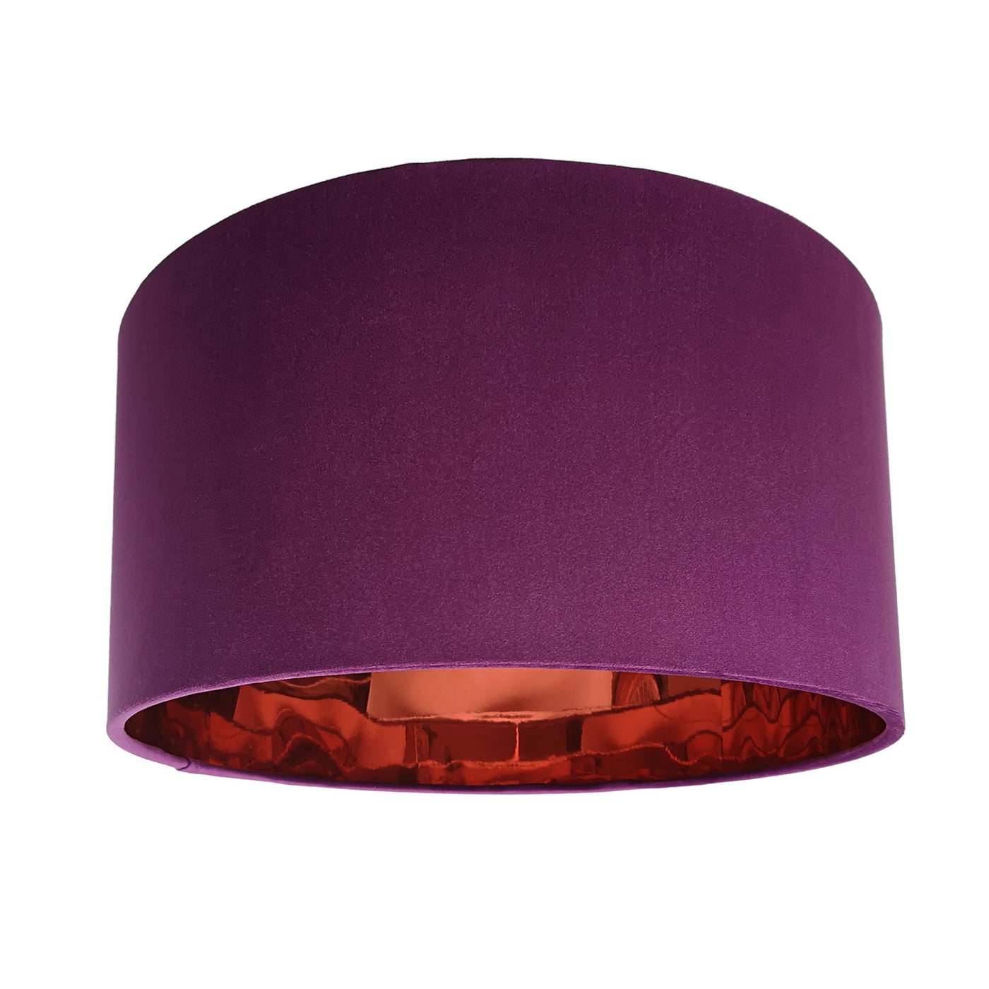 Mulberry Purple Velvet Lampshade with Mirror Copper Lining