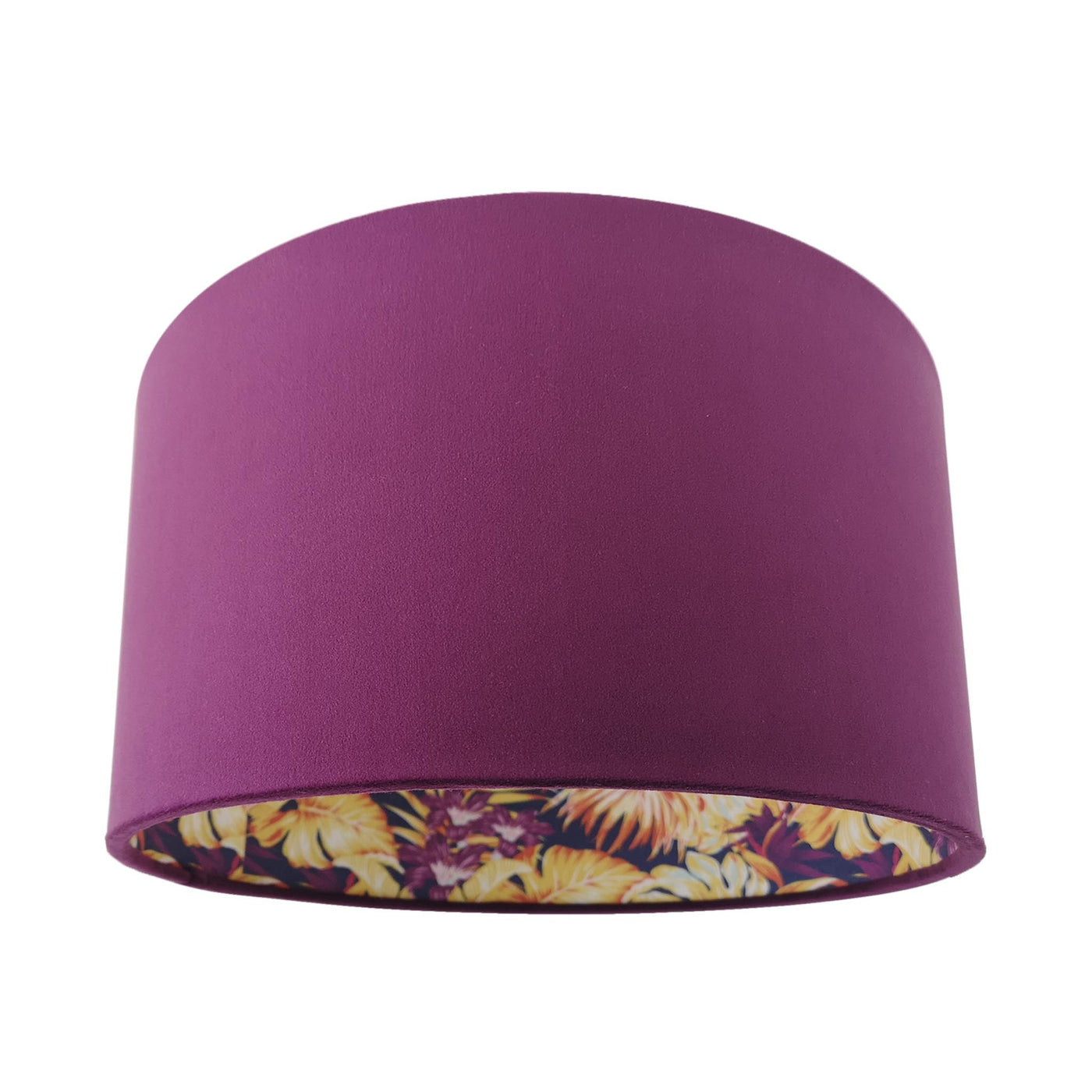 Purple and Gold Tropical Lampshade in Mulberry Purple Velvet