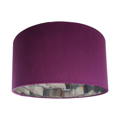 Mulberry Purple Velvet Lampshade with Mirror Silver Lining