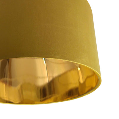 Mustard Yellow Velvet Lamp Shade with Mirror Gold Lining