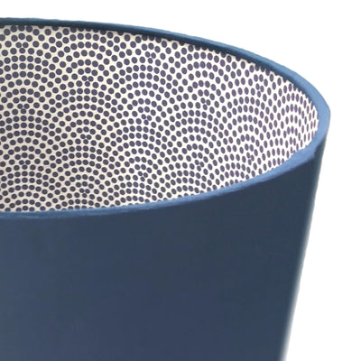 close up of Japanese Dots Lampshade in Navy Blue Velvet