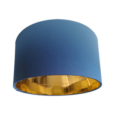 Navy Blue Velvet Lampshade with Mirror Gold Lining