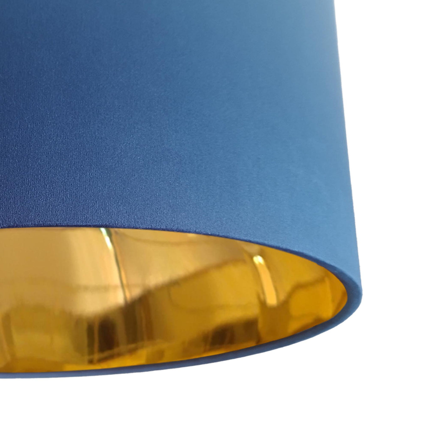 close up of the Navy Blue Velvet Lampshade with Mirror Gold Lining