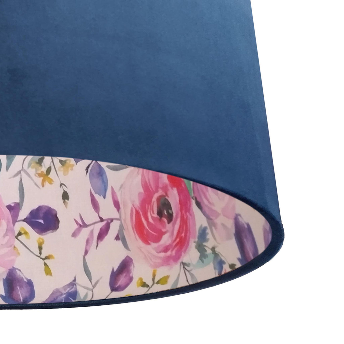 close up of the Spring Is Here Floral Lampshade in Navy Blue