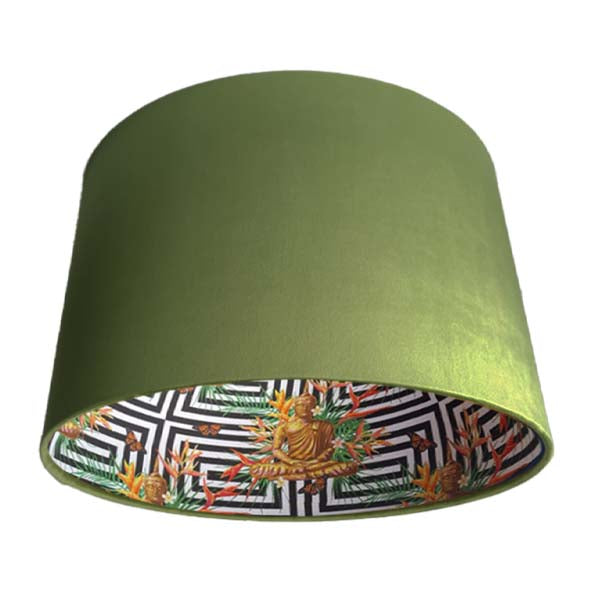 Spiritual Buddha Lampshade in Olive Green Velvet