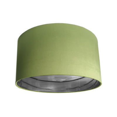 Olive Green Velvet Lamp Shade with Silver Lining