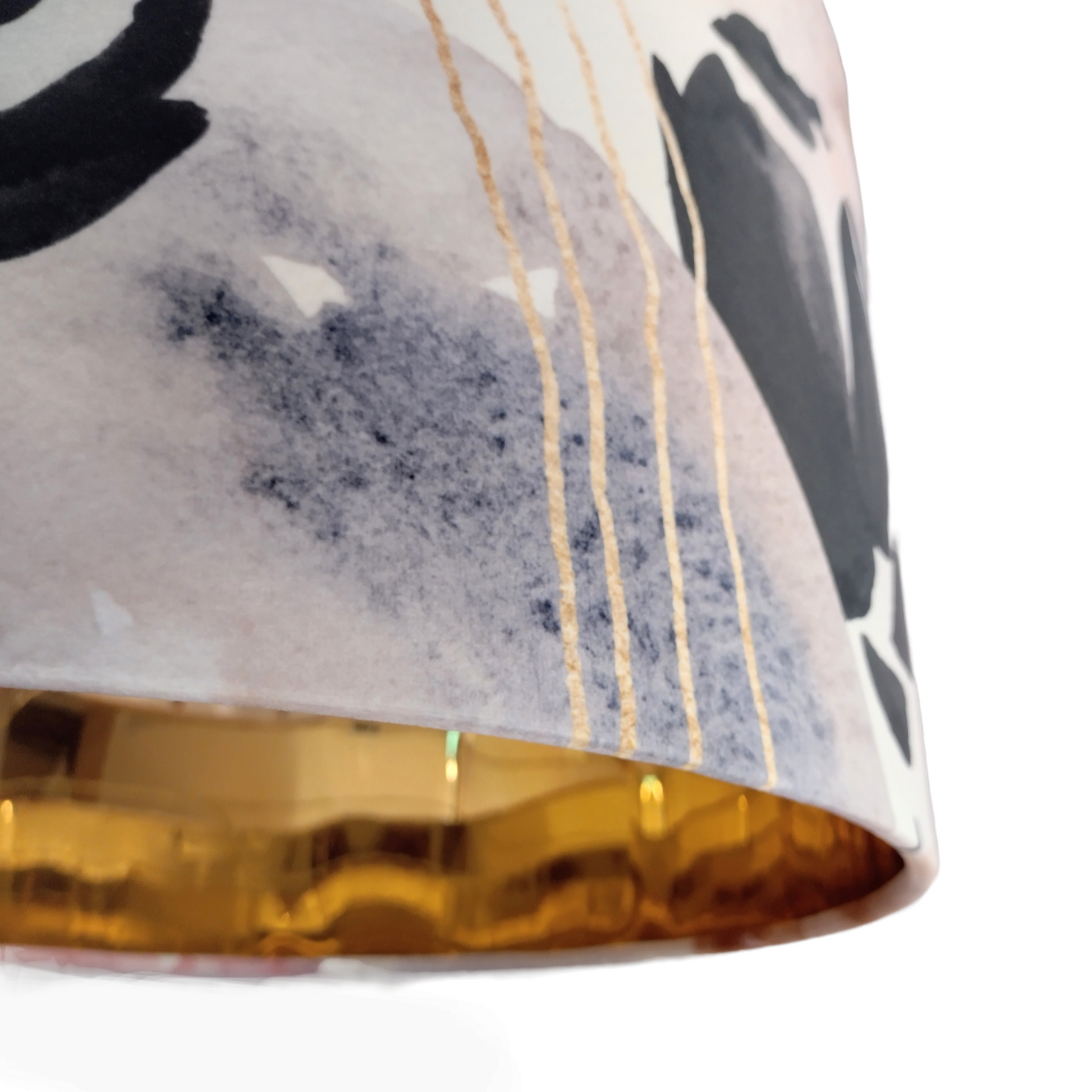 side close up of abstract watercolour velvet lampshade