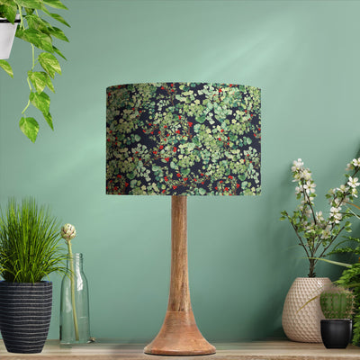 Red Berries Cotton Lampshade with Mirror Gold