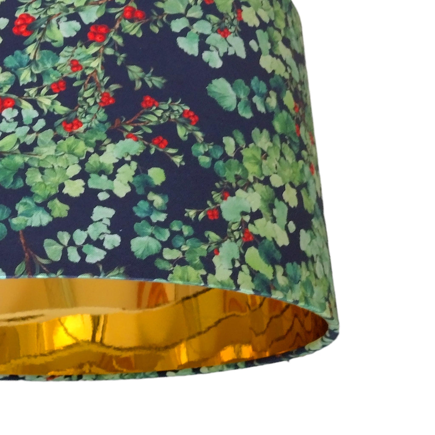 Red Berries Cotton Lampshade with Mirror Gold
