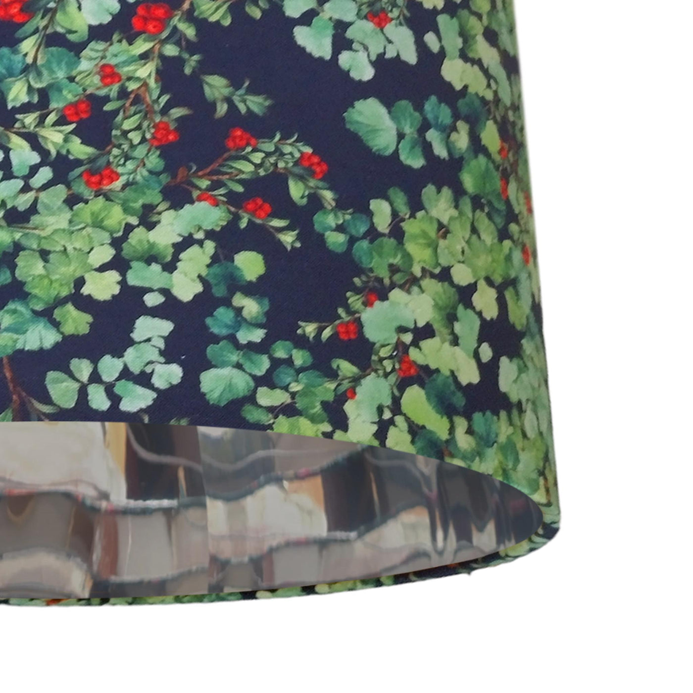 Red Berries Cotton Lampshade with Mirror Silver