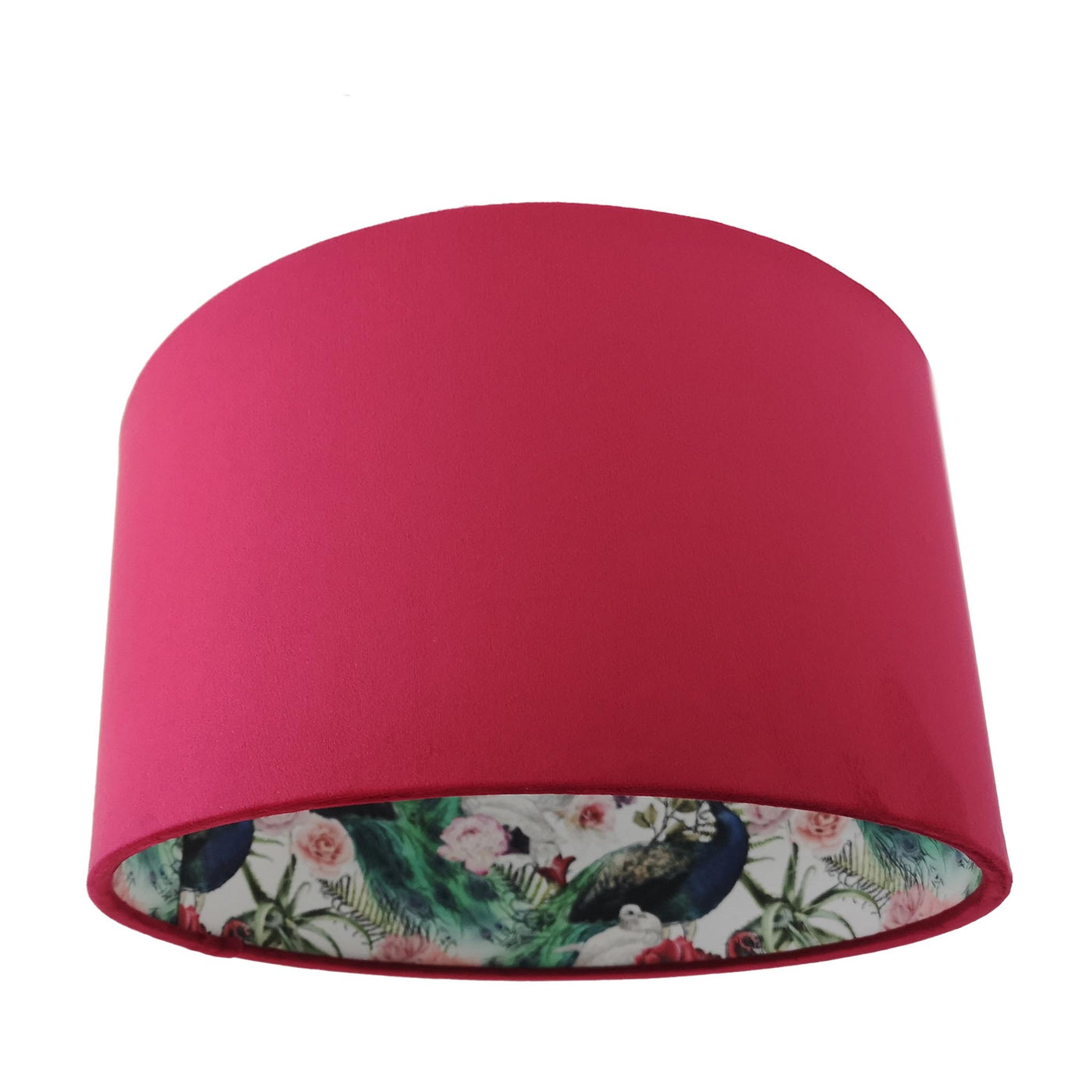 Flamingo and Peacock Feathers Light Shade in Red Claret Velvet