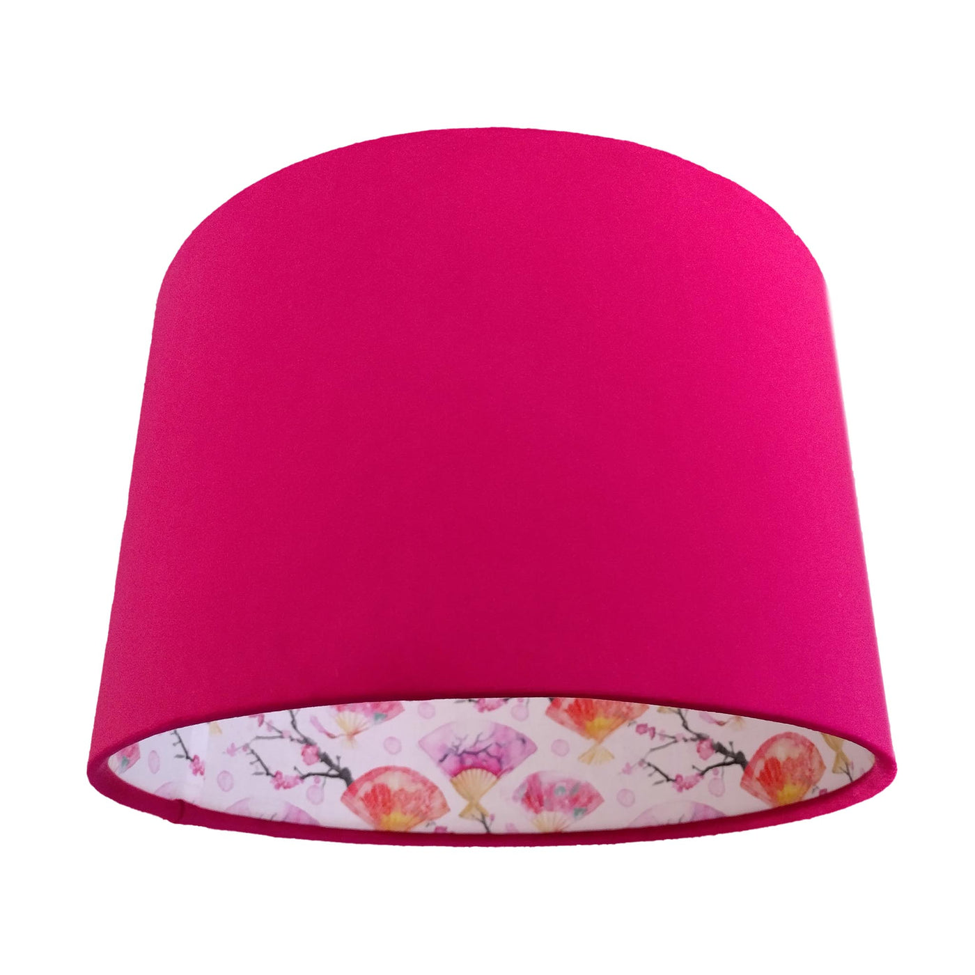 Japanese Fan and Cherry Blossoms Lampshade in Red Claret Velvet