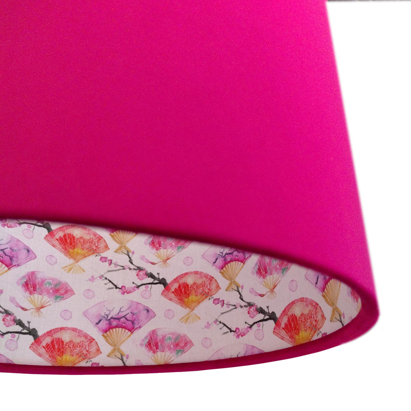 Japanese Fan and Cherry Blossoms Lampshade in Red Claret Velvet