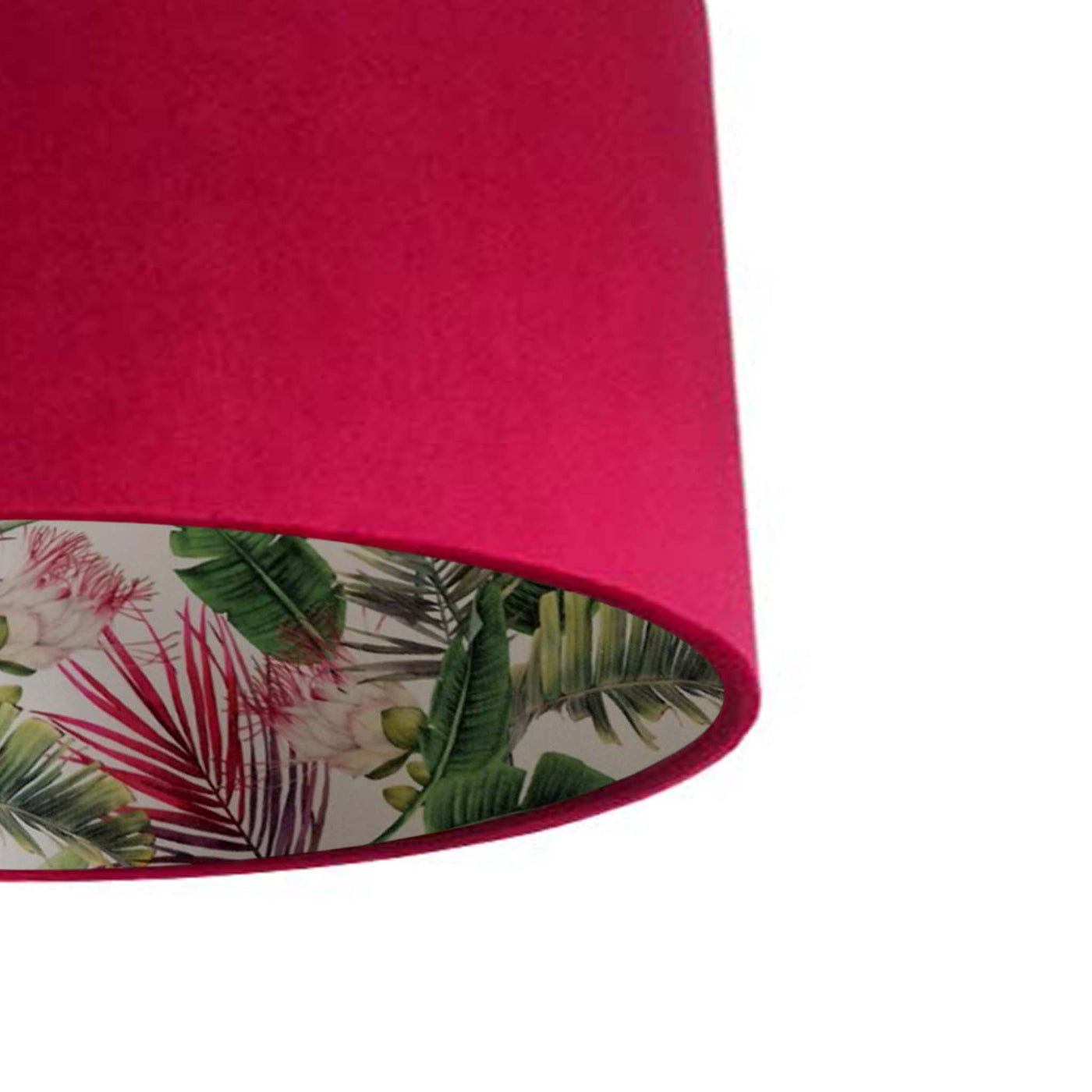 Botanical Protea Lampshade in Red Claret Velvet - close up