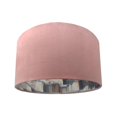 Antique Rose Pink Velvet Lampshade with Mirror Silver Lining