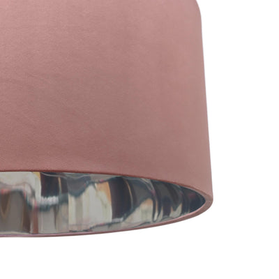 Antique Rose Pink Velvet Lampshade with Mirror Silver Lining