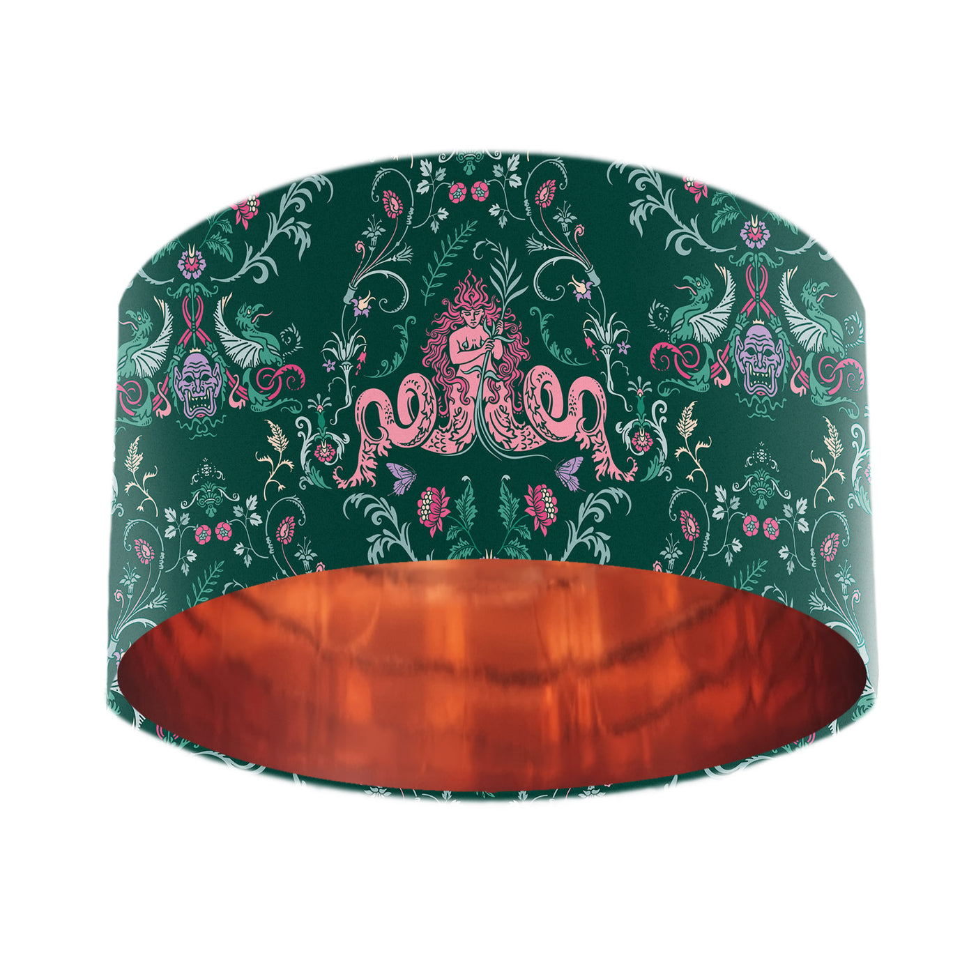 30cm lampshade - Secret Fairy Green Velvet Lampshade with Mirror Metallic Lining - ON SALE